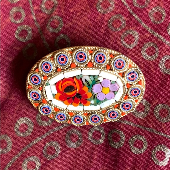 🌞Stunning Vintage Mosaic Pin From Italy!